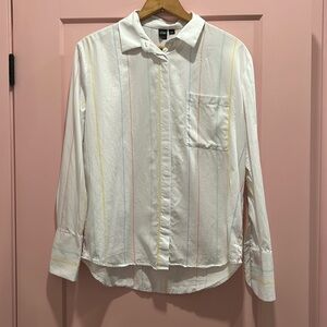 Adorable! White Button Down with Colourful Pinstripes